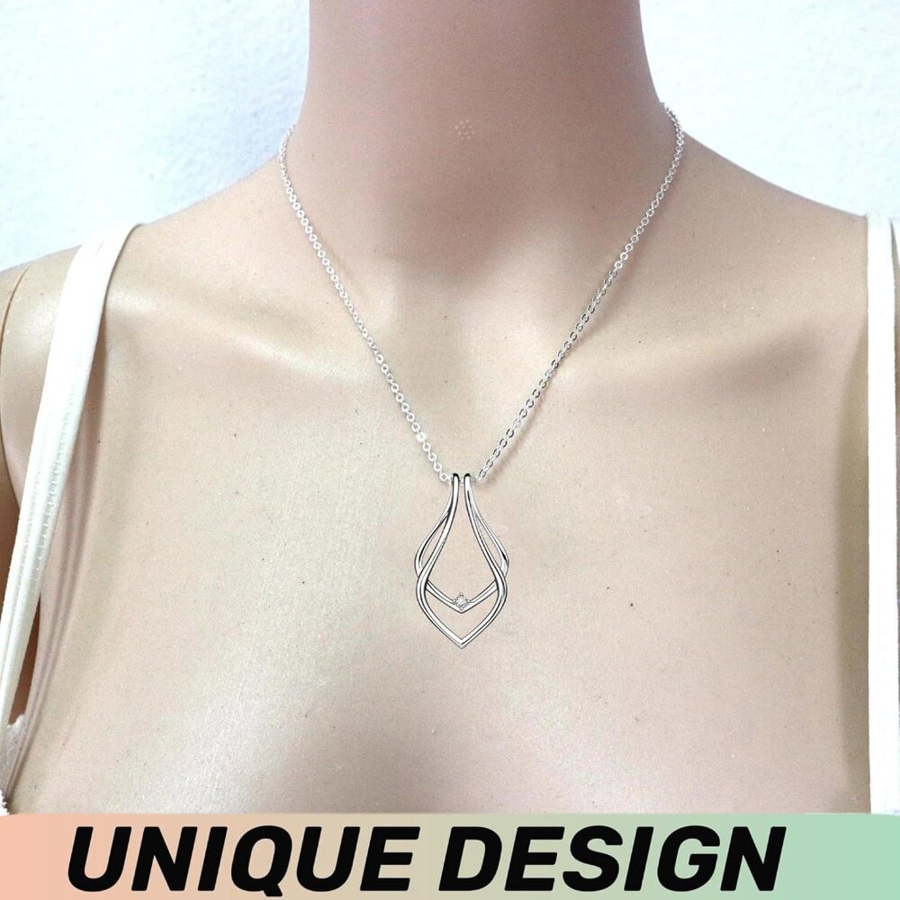 Silver Heart Shape Modern Ring Holder Necklace Fo… - image 4